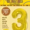Unique 34" Jumbo Number Foil Balloon - Number 3 ( 11 Colours )
