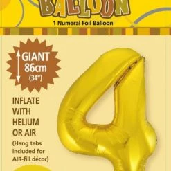 Unique Balloons 34" Jumbo Number Foil Balloon - Number 4 ( 11 Colours )