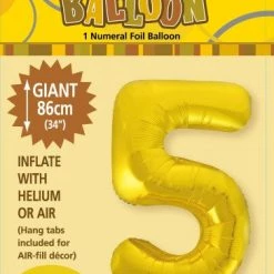 Unique 34" Jumbo Number Foil Balloon - Number 5 ( 11 Colours ) Balloons