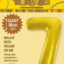 Unique Balloons 34" Jumbo Number Foil Balloon - Number 7 ( 11 Colours )