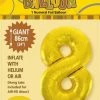 Unique 34" Jumbo Number Foil Balloon - Number 8 ( 11 Colours )