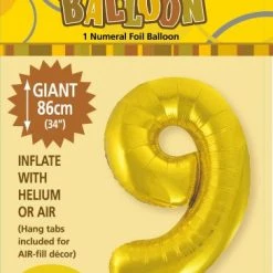 Unique 34" Jumbo Number Foil Balloon - Number 9 ( 11 Colours )