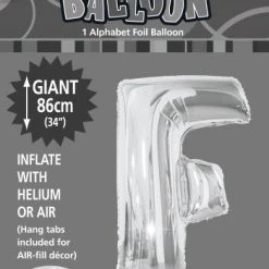 Unique Balloons 34" Meteor Jumbo Foil Balloon - Letter F (3 Colours)
