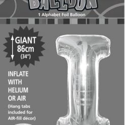 Unique 34" Meteor Jumbo Foil Balloon - Letter I (3 Colours)