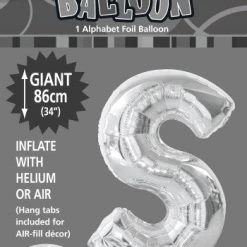 Unique 34" Meteor Jumbo Foil Balloon - Letter S (3 Colours) Balloons