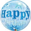 22" Qualatex Birthday Star Burst Blue Bubbles Balloon Balloons