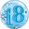 Balloons 22" Qualatex 18th Birthday Star Burst Blue Bubbles Balloon
