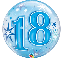 Balloons 22" Qualatex 18th Birthday Star Burst Blue Bubbles Balloon