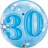 22" Qualatex 30th Birthday Star Burst Blue Bubbles Balloon Balloons
