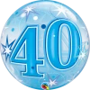 Balloons 22" Qualatex 40th Birthday Star Burst Blue Bubbles Balloon