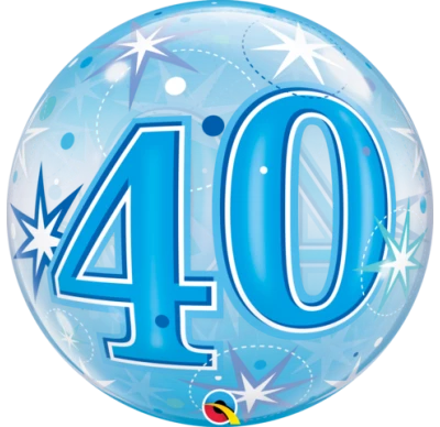 Balloons 22" Qualatex 40th Birthday Star Burst Blue Bubbles Balloon
