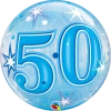 22" Qualatex 50th Birthday Star Burst Blue Bubbles Balloon Balloons