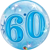 Balloons 22" Qualatex 60th Birthday Star Burst Blue Bubbles Balloon
