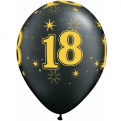 Everything Party 11" Qualatex 18th Birthday Assorted Black And Gold Latex Balloon Balloons