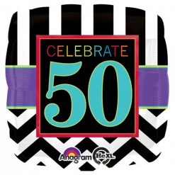 Qualatex 17" Anagram Celebrate 50th Birthday Foil Balloon