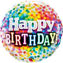 Everything Party 18" Qualatex Printed Rainbow Confetti Happy Birthday Foil Balloon Balloons