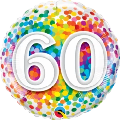 18" Qualatex Happy 60th Birthday Rainbow Confetti Foil Balloon Balloons