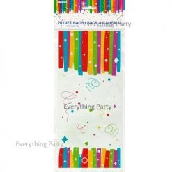 Everything Party All Birthday 20pk Rainbow Ribbons Cello Bags