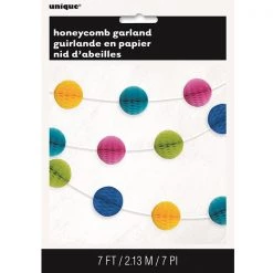 Unique 2.13m Multicolour Honeycomb Garland Decoration All Birthday