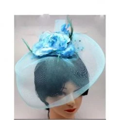 Everything Party Deluxe Fascinator With Flower - Blue