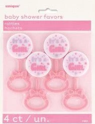 Meteorparty By Theme 4pc (Rattles) Baby Pink Favours