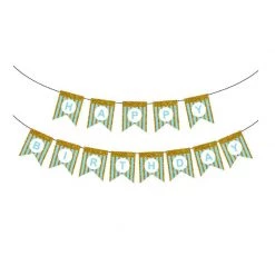 Everything Party All Birthday Happy Birthday Banner With Glitter Stripe - Blue & Gold