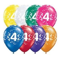Everything Party Balloons 11" Qualatex 4th Birthday Assorted Colour Latex Balloon
