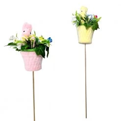 Austwide Easter Foam Bunny With Flowers On Stick