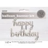 Unique Balloons Happy Birthday Script Foil Balloon Banner - Silver