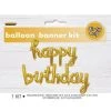 Unique Happy Birthday Script Foil Balloon Banner - Gold Balloons