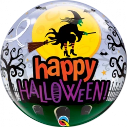 22" Qualatex Happy Halloween Witch Haunting Bubbles Balloon Balloons