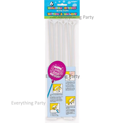 Everything Party Balloons 6pk White Balloon Sticks With Cups