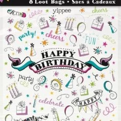 Everything Party 8pk Doodle Happy Birthday Party Loot Bags