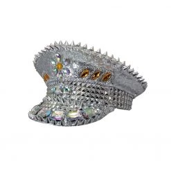Everything Party Deluxe Silver Seuqin Police Hat With Studs And Gems By Event