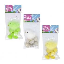 Trademart 6cm Fluffy Easter Chick With 6 Eggs By Event