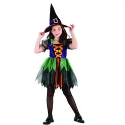 Everything Party Halloween - Girl's Deluxe Colourful Witch Costume
