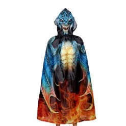 Everything Party Costume Deluxe Dragon Flames Design Hooded Cape