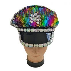 Trademart Deluxe Rainbow Sequin Festival Cap With Diamonds By Event