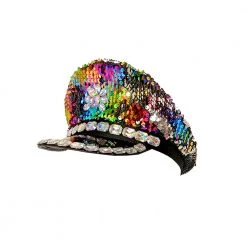 Trademart Deluxe Rainbow Sequin Festival Cap With Diamonds By Event