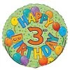 Meteorparty Balloons 18" Happy 3rd Birthday Green Foil Balloon