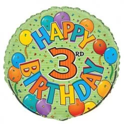 Meteorparty Balloons 18" Happy 3rd Birthday Green Foil Balloon