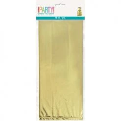 Unique 10pk Metallic Gold Cello Bags With Ties