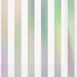 Unique All Birthday 16pk Metallic Iridescent Stamped Stripes Luncheon Napkins