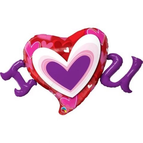 Balloons Qualatex Foil Shape 46" I Love You Radiant Hearts