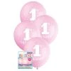 Unique Balloons 8pk 1st Birthday Stars Pink Latex Balloon 30cm