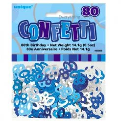 Unique 80th Birthday Table Scatters 14g (Blue, Pink, Black)