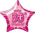 Meteorparty Balloons 20" Happy 30th Birthday Foil Balloon Star Shape - (Blue, Pink, Black)