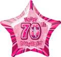 Meteorparty Balloons 20" Happy 70th Birthday Foil Balloon Star Shape - (Blue, Pink, Black)