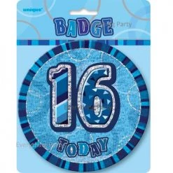 Meteorparty 16th Birthday Jumbo Badge - Blue