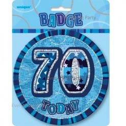 Meteorparty 70th Birthday Jumbo Badge - Blue All Birthday